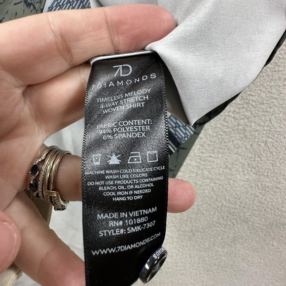 7 Diamonds Shirt Mens Large Green Timeless Melody 4-Way Stretch Short Sleeve - Picture 8 of 11